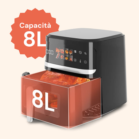 Avilia Friggitrice ad Aria 8L 1350W con Display Digitale, Timer, Cestello Removibile e 8 Programmi Ean-8056897155073