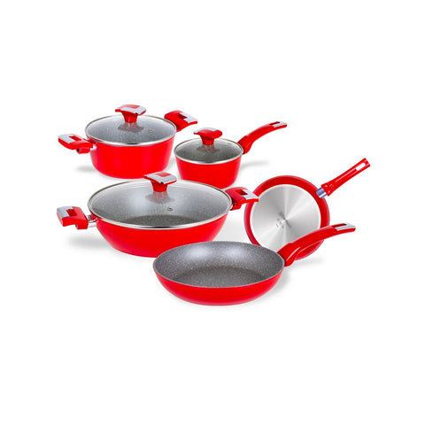 Batería de cocina antiadherente de 8 piezas apta para inducción Sparkling Red