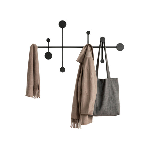 Perchero de pared moderno con 10 ganchos de metal resistente - 59x33,5 cm, capacidad de carga de 30 kg - kit de montaje incluido