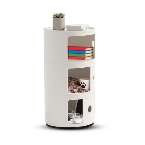 Mueble redondo con cajones deslizantes – Mesita de noche moderna de ABS
