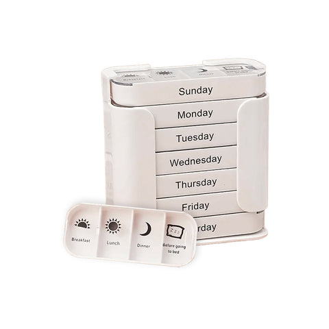 Organizador semanal de pastillas de 7 días con compartimentos diarios extraíbles y portátiles