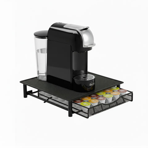 Portacápsulas de café para 36 cápsulas con cajón extraíble de metal y base antideslizante