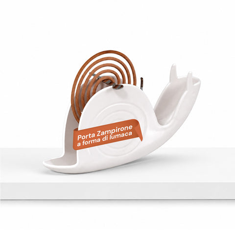 Portaincienso para espiral con forma de caracol – Soporte para espirales antimosquitos de ABS ignífugo – Con base recogecenizas – Diseño universal reutilizable – Dimensiones 18x3,2x7,5cm