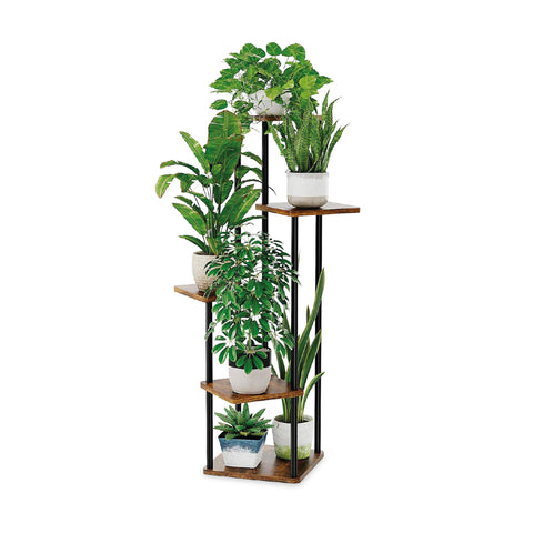 Soporte para macetas de 5 niveles de acero y MDF, estantería para plantas de 106 cm