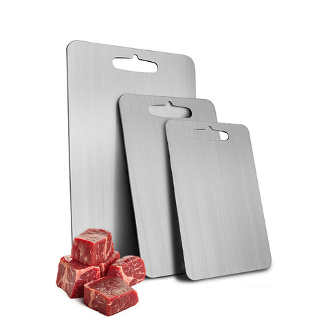 Set de 3 tablas de cortar de doble cara, de varios tamaños, de acero inoxidable antioxidante