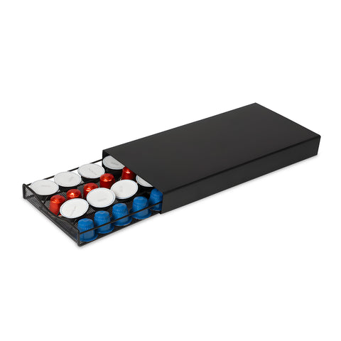 Organizador de cápsulas 2 en 1 compatible con Nespresso y A Modo Mio, con base para cafetera