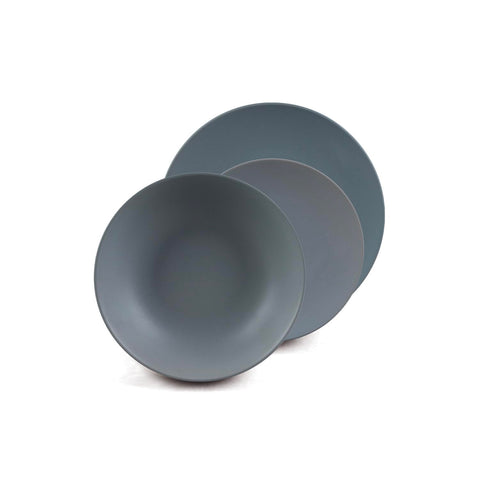 Vajilla de porcelana de 18 piezas, gris mate