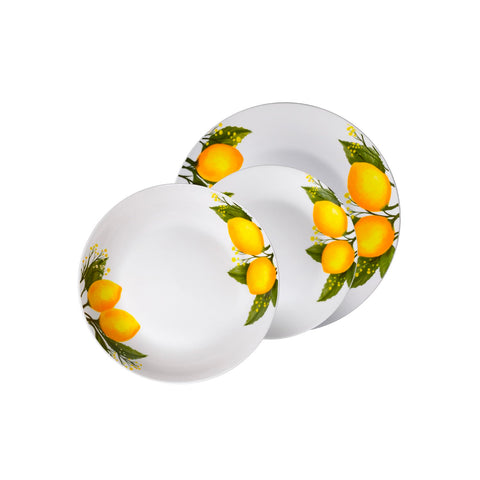 Vajilla de 18 piezas de porcelana con limones