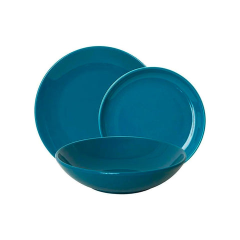 Vajilla de 18 piezas de porcelana Twist verde petróleo