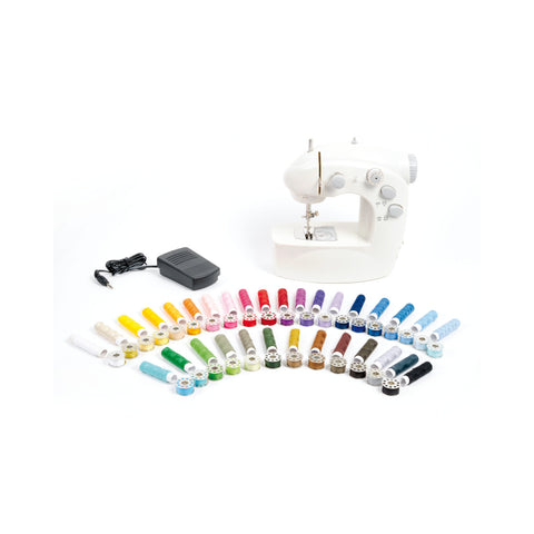 Máquina de coser compacta con accesorios