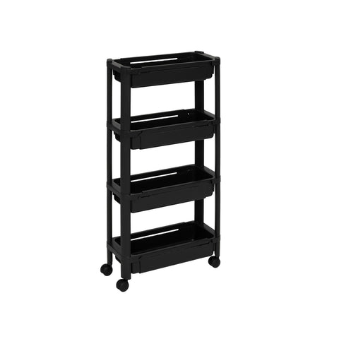 Carrito multifunción de cocina con 4 estantes, 37,5x78,5 cm, negro