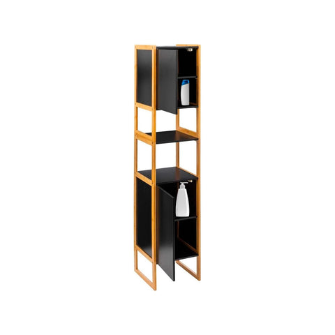 Columna armario de baño de 2 puertas 33x33x170 cm negra
