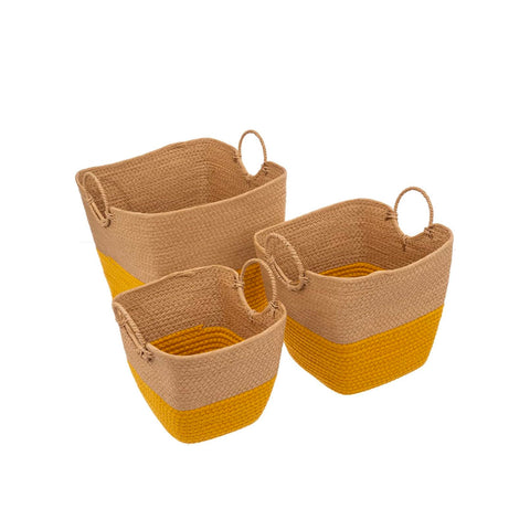 Set 3 Cestini In Vimini Solar Power Giallo