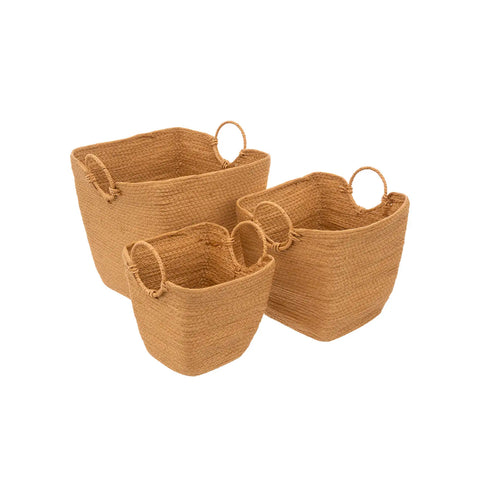 Set de 3 cestas de mimbre Solar Power naturales