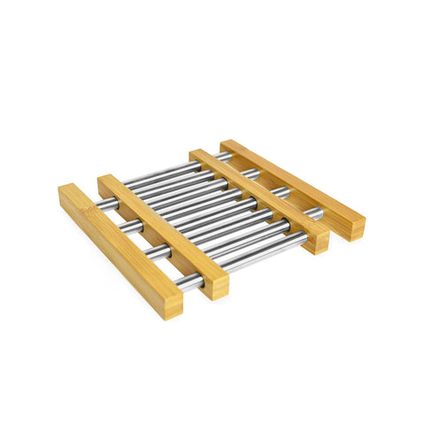 Salvamantel extensible de acero y bambú