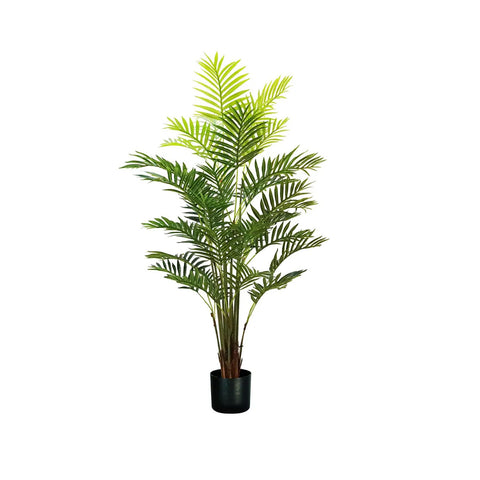 Planta de palma areca de polietileno con 33 hojas y maceta con musgo de 160 cm