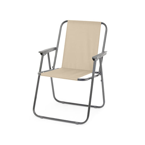 Silla plegable de acero para playa 53x47x76cm beige