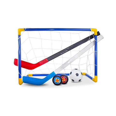 Set deportivo 2 en 1 de fútbol con balón y hockey con portería