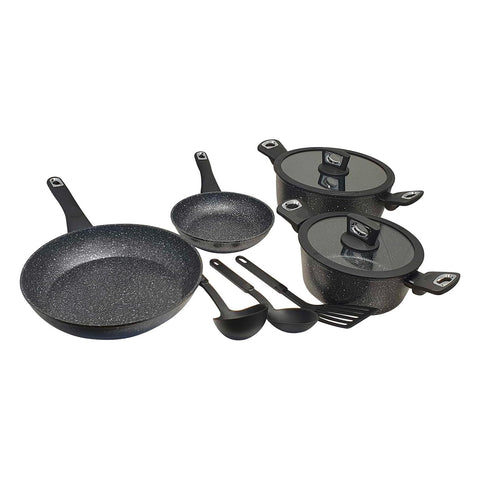 Batería de cocina de 9 piezas apta para inducción de piedra de lava