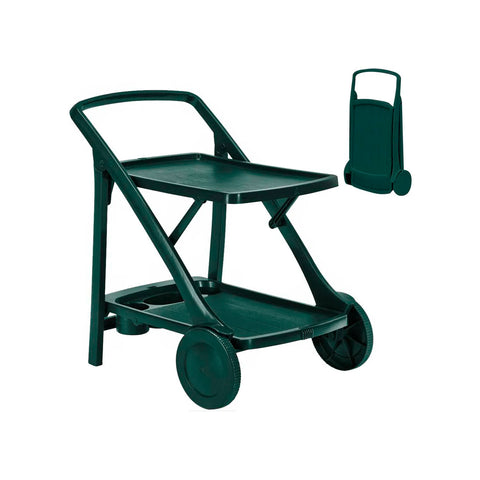 Carrito portacomidas de exterior de resina verde