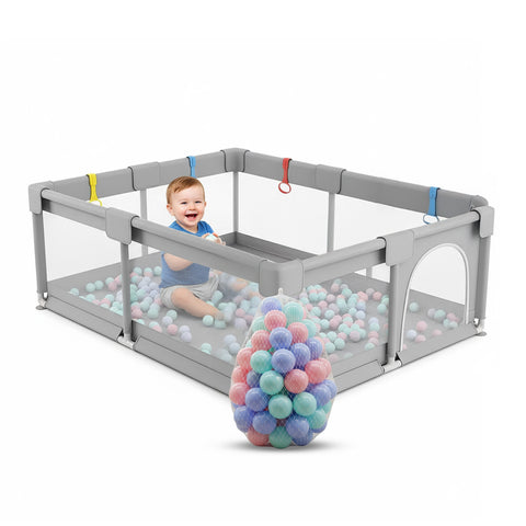 Parque infantil plegable con 100 pelotas y 4 aros - zona de juego segura