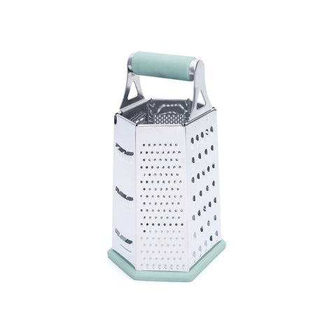 Rallador manual de acero inoxidable de 6 caras con base de goma de 23cm