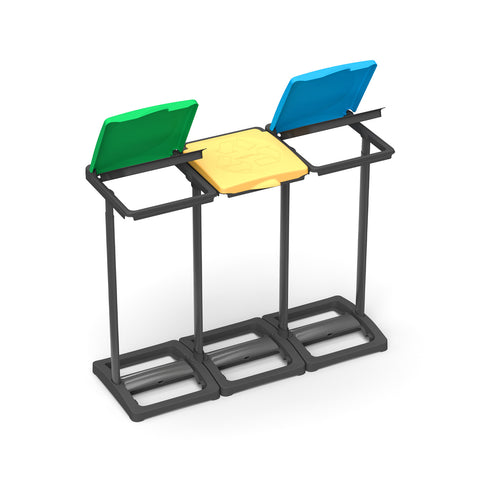 Soporte triple para bolsas de recogida selectiva de 97x36x80cm