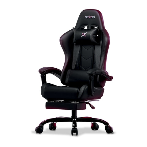 Silla gaming reclinable con reposapiés extraíble, cojín lumbar y reposacabezas