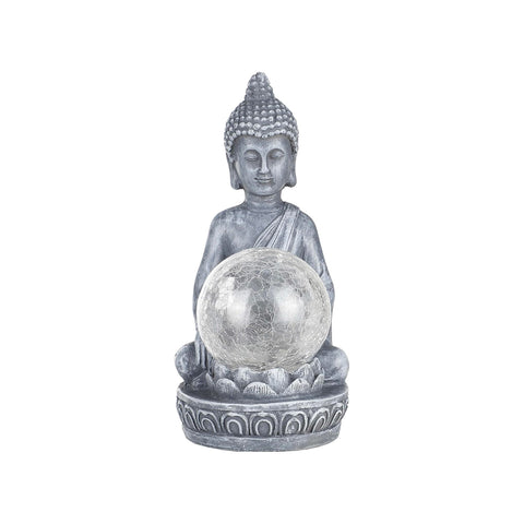 Buda portavelas LED esférico multicolor de poliresina de 20x8cm