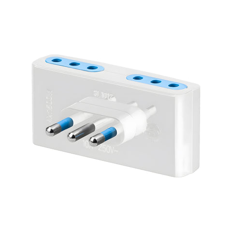 Adaptador de 4 tomas bipolares 10/16a 2p+T con enchufe S17 16a blanco