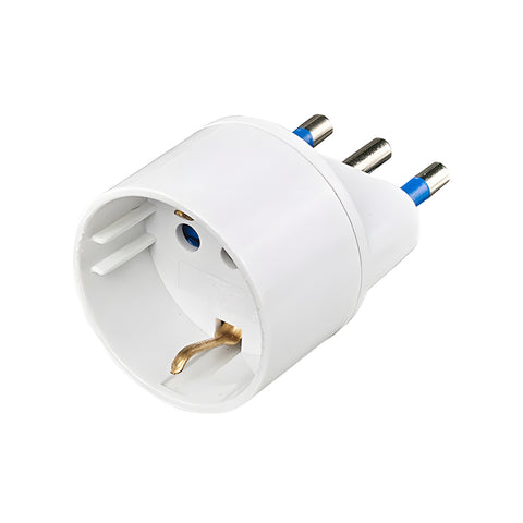 Adaptador Schuko, toma 2p+T, enchufe S17, 16a, 250v, blanco