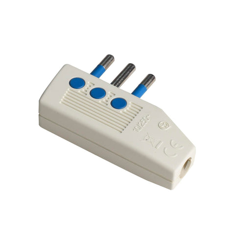Enchufe compacto de policarbonato a 90°, 10a, 2p+T, blanco