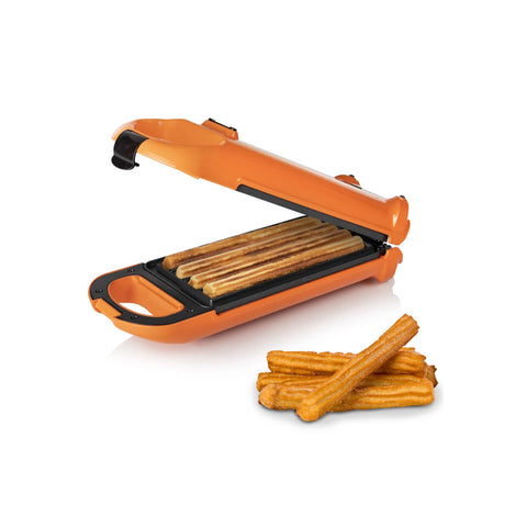 Placa eléctrica para 4 churros, antiadherente, 700 W, naranja