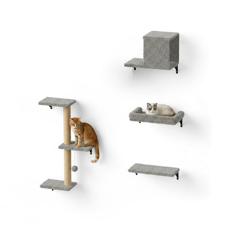 Parque de juegos vertical de pared para gatos - de madera contrachapada y sisal natural