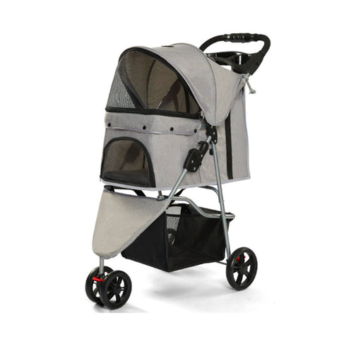 Cochecito plegable para perros y gatos con capacidad de 15kg y cabina transparente - de acero y tela Oxford con portavasos y cesta