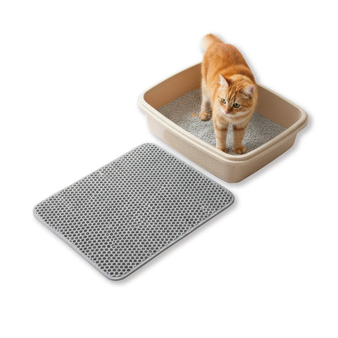 Alfombrilla para arenero de gato con recogida de arena, panal de abeja 90x60 cm