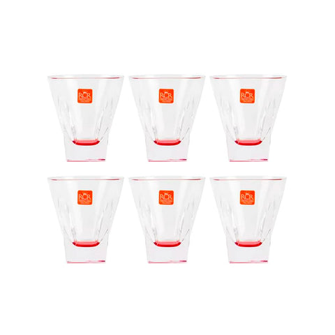 Set de 6 copas de Luxion® de 27 cl – diseño moderno con tallo rojo