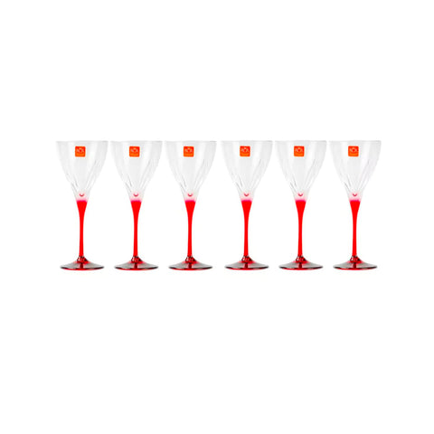 Set de 6 copas de Luxion® de 21 cl - diseño moderno con tallo rojo