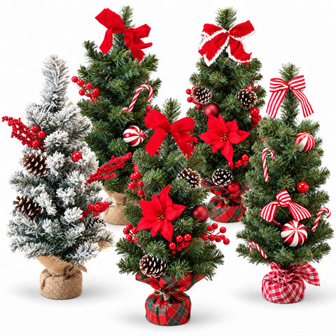 Árbol de Navidad pequeño decorado de mesa de 60 cm, diseños surtidos