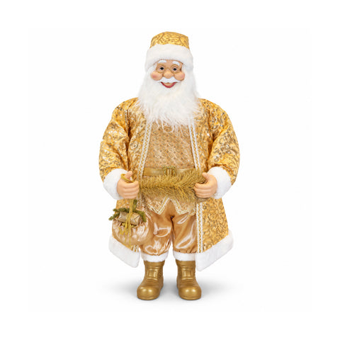 Papá Noel bailarín de 130 cm con música, estatua navideña dorada que baila, ríe y canta, varios modos y canciones, base rellenable, adaptador incluido