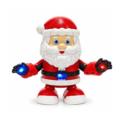 Papá Noel luminoso y musical con movimiento, figura decorativa navideña roja de 21 cm de alto, con pilas AA, luces LED multicolor y melodía