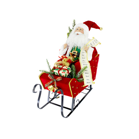 Papá Noel en trineo con regalos rojos