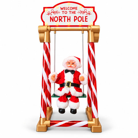 Papá Noel en el columpio de 40 cm con luces LED, música y movimiento
