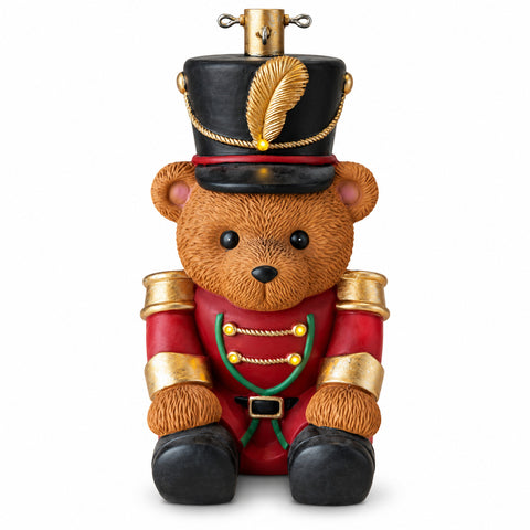 Base luminosa para árbol de Navidad con oso de juguete y soldado, con LED, 56,5 cm