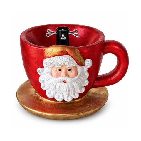 Base para árbol de Navidad con forma de taza y Papá Noel en relieve, orificio universal de 4 cm, para troncos de hasta 180 cm, peso 6 kg