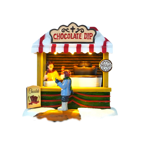 Tienda navideña de chocolate animada con luces LED
