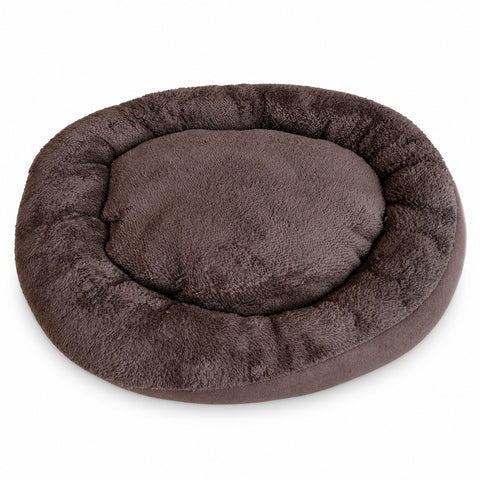 Cama para perros y gatos de 60x60 cm, suave, disponible en 3 colores, acolchada con borde elevado, felpa de poliéster