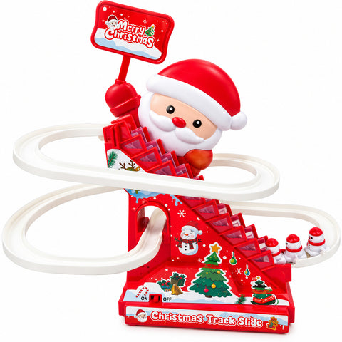 Carrusel de Papá Noel con tobogán, luces, música y movimiento