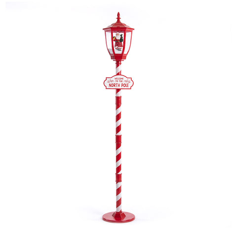 Farol navideño rojo de 180 cm con nieve, luz LED y música, 2 variantes: Papá Noel u osito, efecto bola de cristal, decoración navideña de suelo
