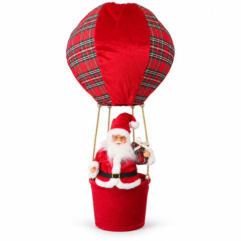 Globo aerostático navideño con Papá Noel o gnomo, LED 92 cm